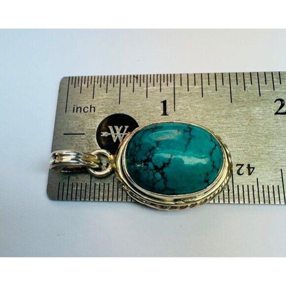 Vintage Sterling Silver 925 Turquoise Oval Pendant, No Chain, 9.0g Southwestern - Picture 6 of 10